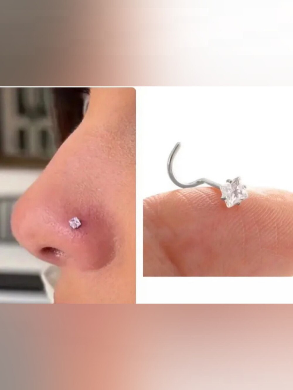 20G Crystal Square Nose Ring